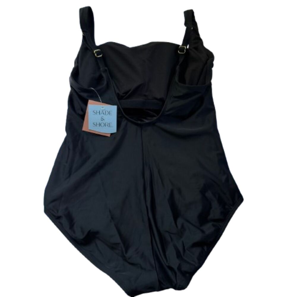 Shade & Shore BK Shirred Tummy Control Full Coverage One Piece Swimsuit Size XL - Picture 2 of 4